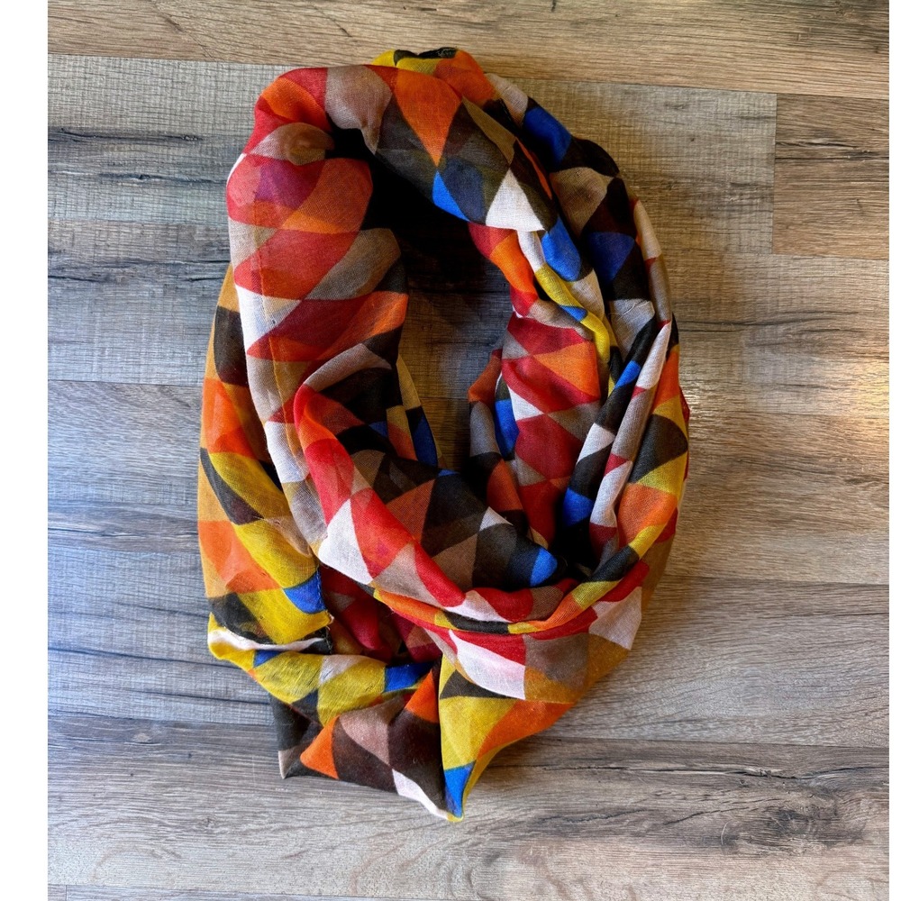 Artsy Infinity Scarf Multicolor Harlequin Diamond Lightweight Boho Wrap